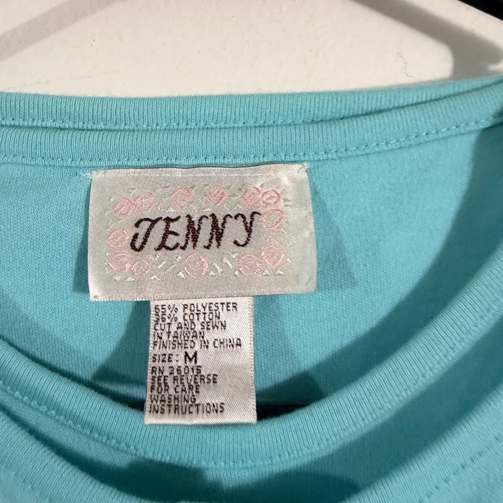 Jenny Cardigan Twin Set Women Medium Turquoise Floral Embroidered Sequin